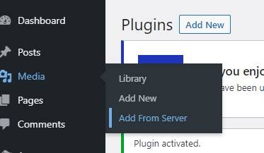 screen capture of how to add a PDF from your server using Add from Server Plugin