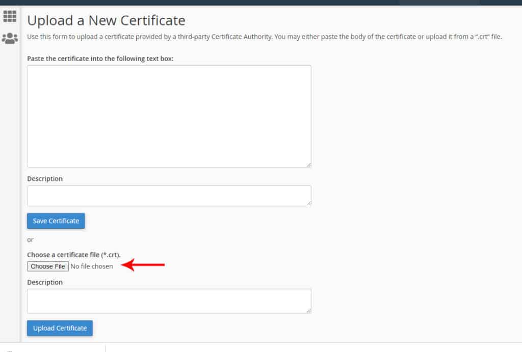 upload a new SSL certificate